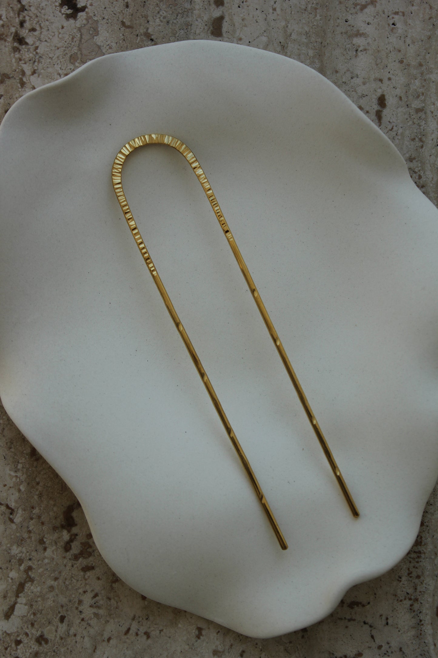 Hammered Brass Hair Pin