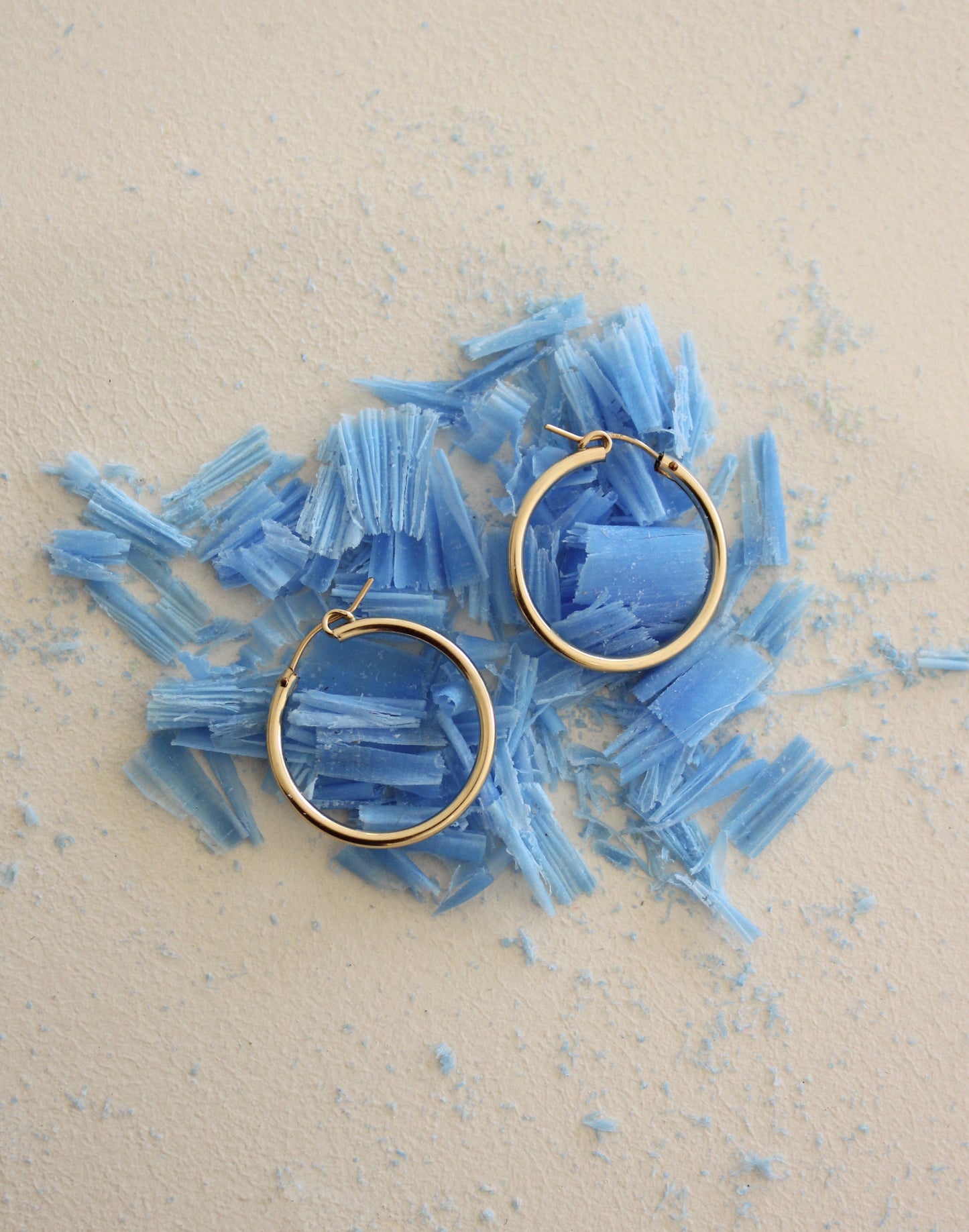 Mid size gold filled hoop earrings.