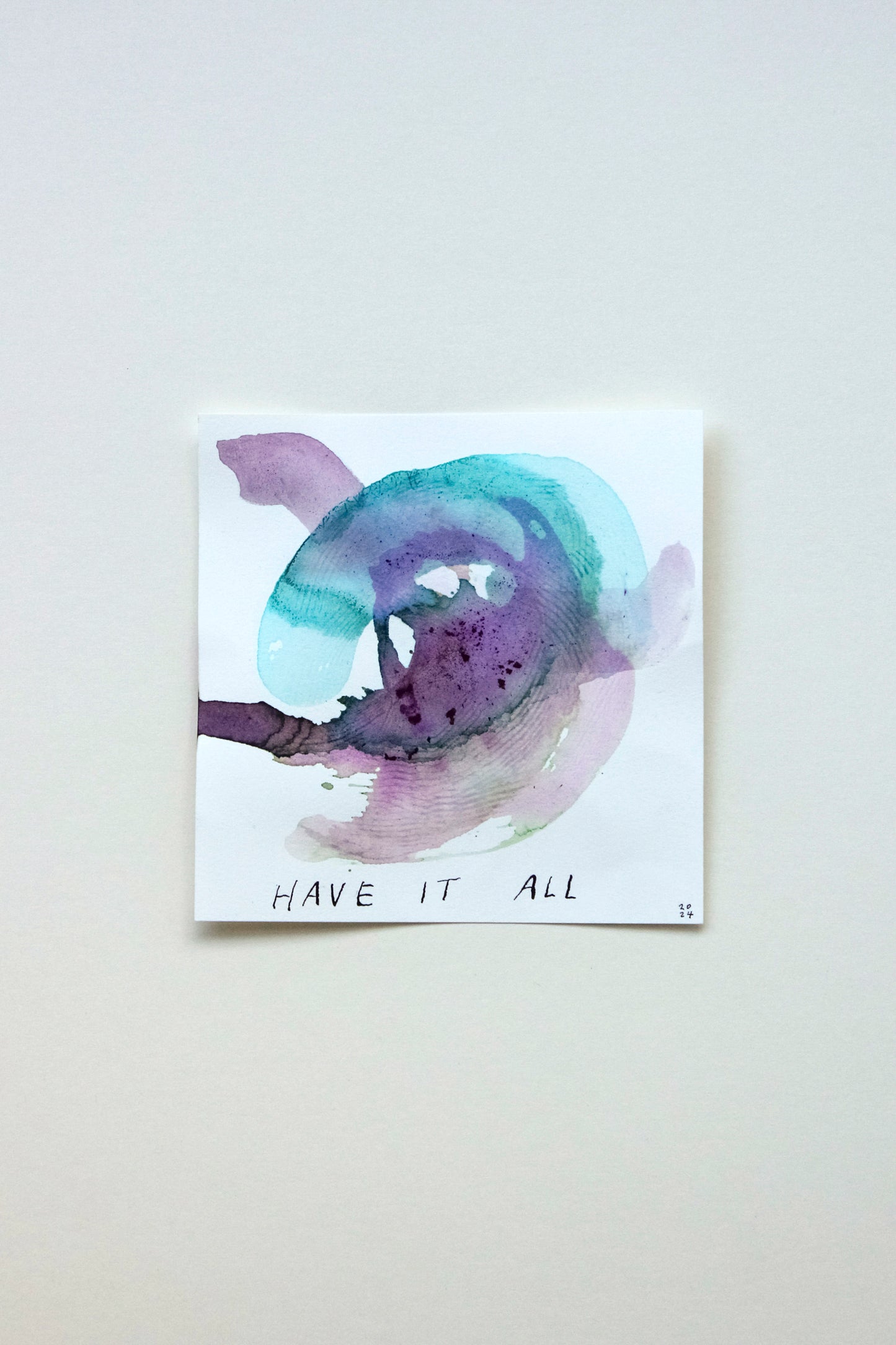 Original abstract ink artwork on paper, in shades of blue and purple by The Toronto Ink Company.