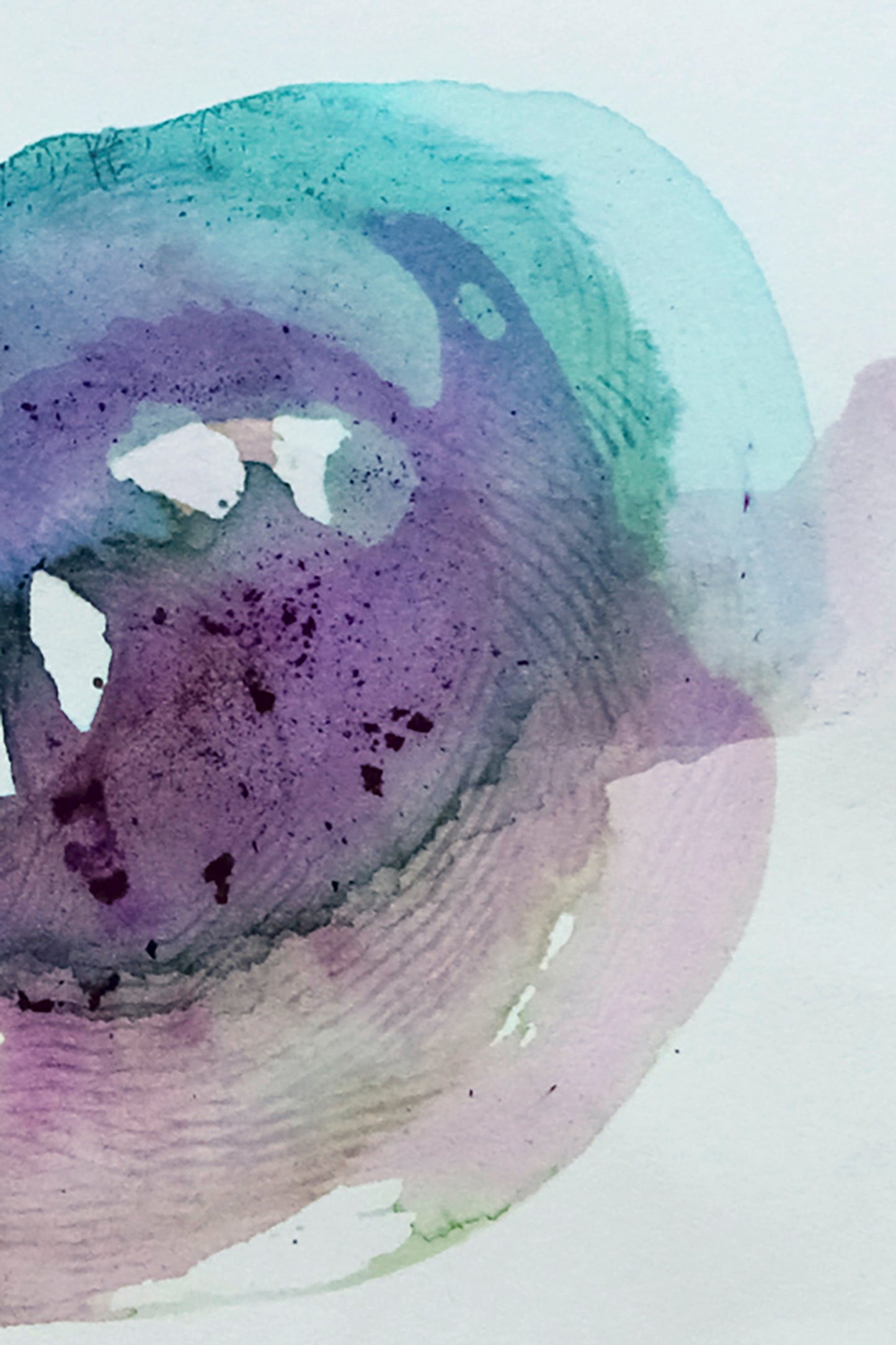 Original abstract ink artwork on paper, in shades of blue and purple by The Toronto Ink Company.