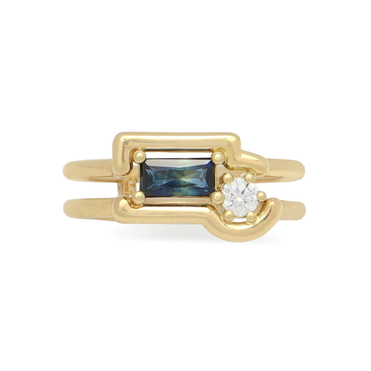 Moni Ring | Blue Sapphire + White Diamond