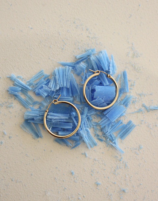 Mid size gold filled hoop earrings.