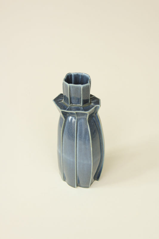 Tall Faceted Vase | Indigo