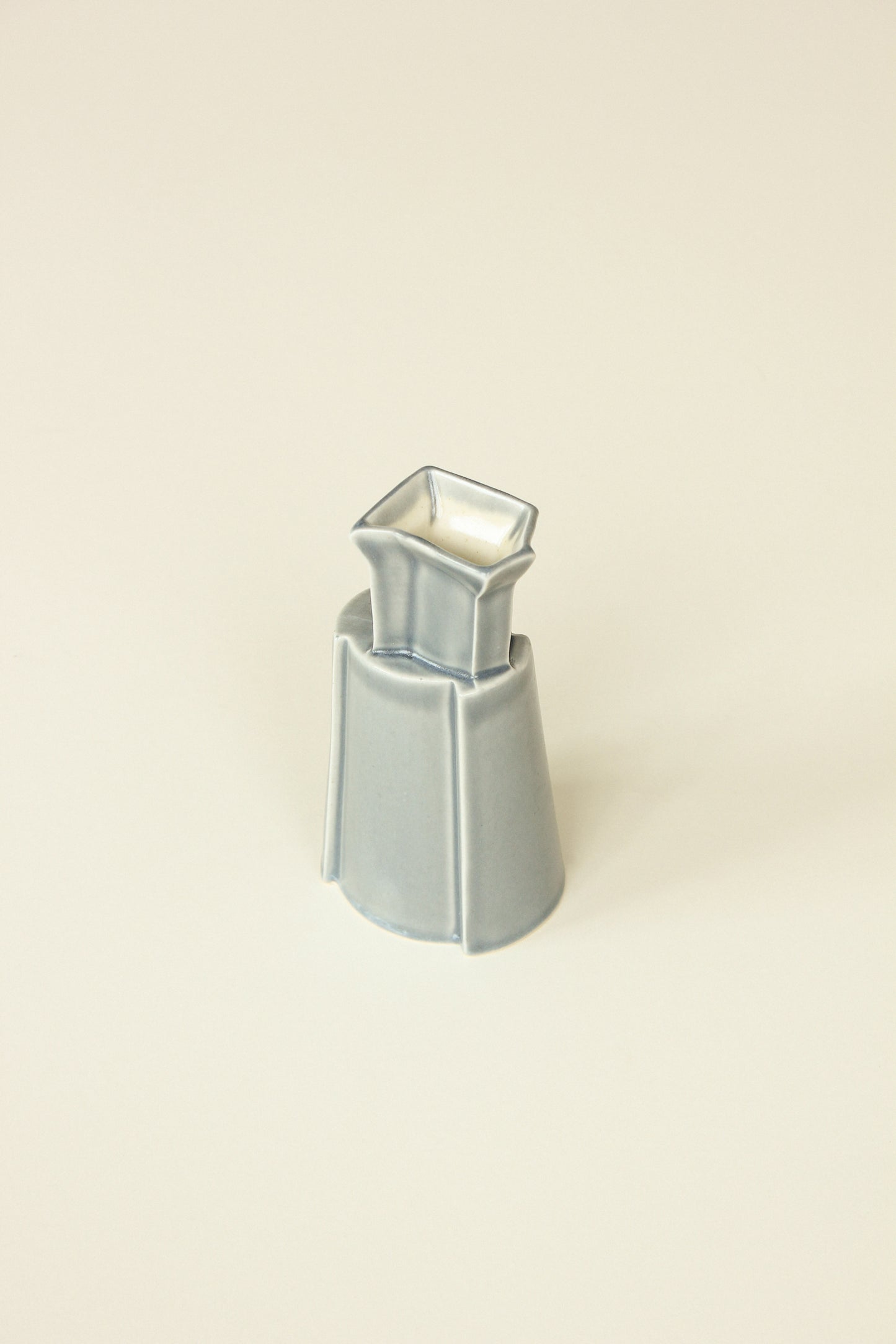 Mid Faceted Vase | Slate Blue Satin