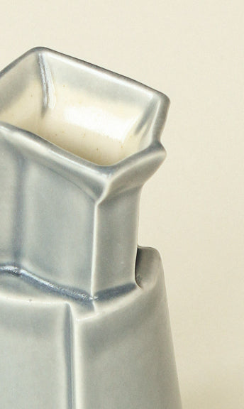 Mid Faceted Vase | Slate Blue Satin