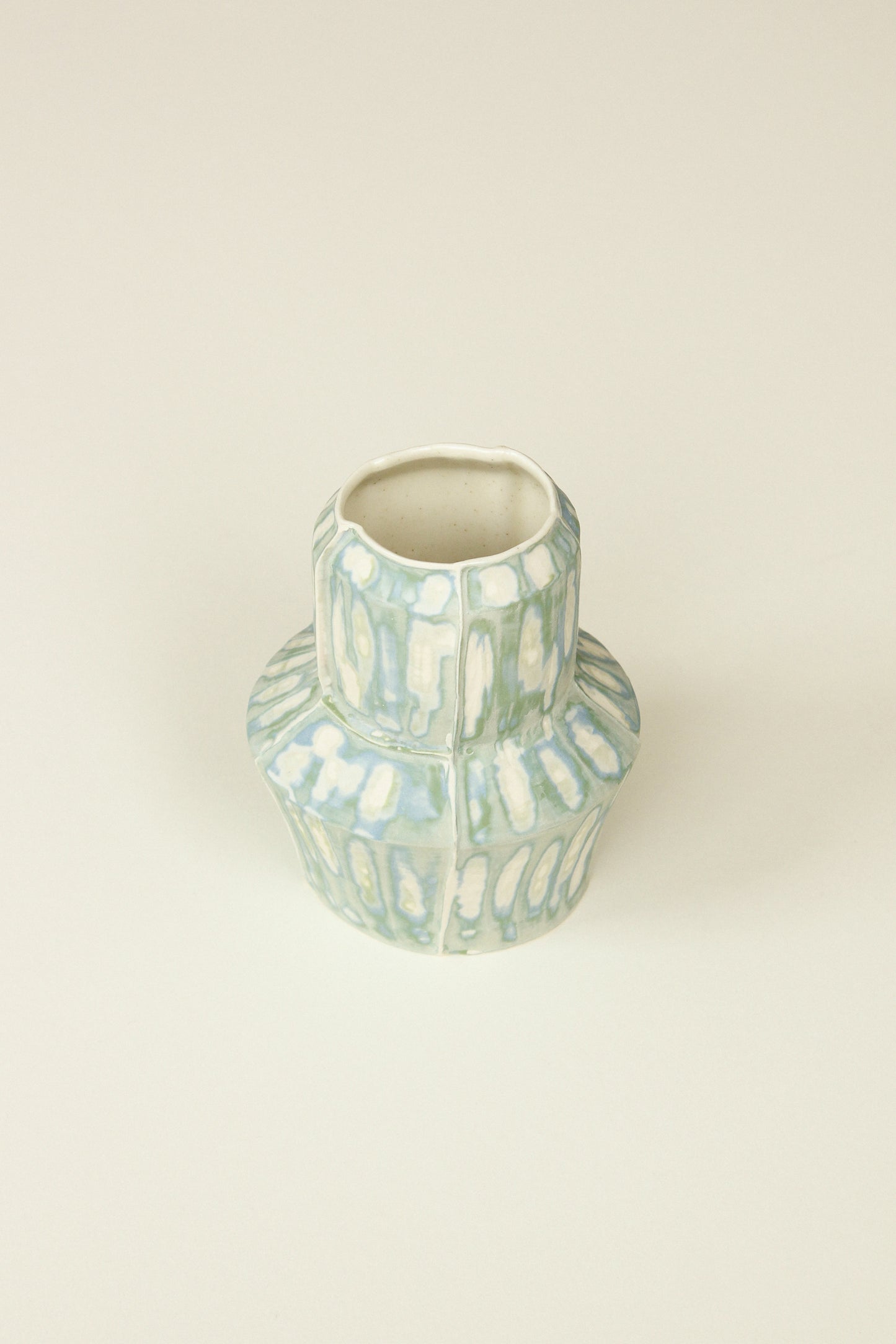 Mid Faceted Vase | Variegated Blues