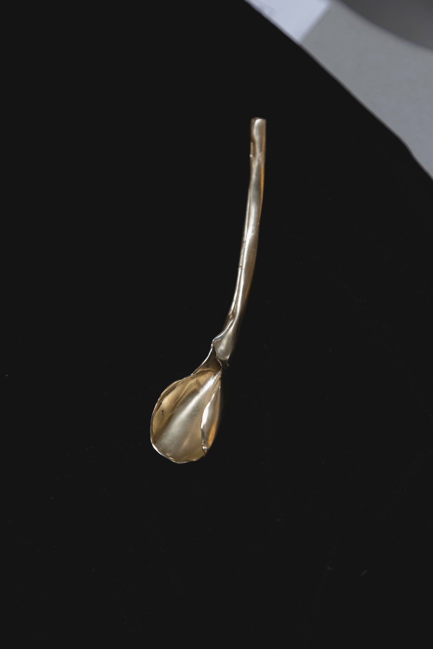 Yellow bronze organic shaped spoon.
