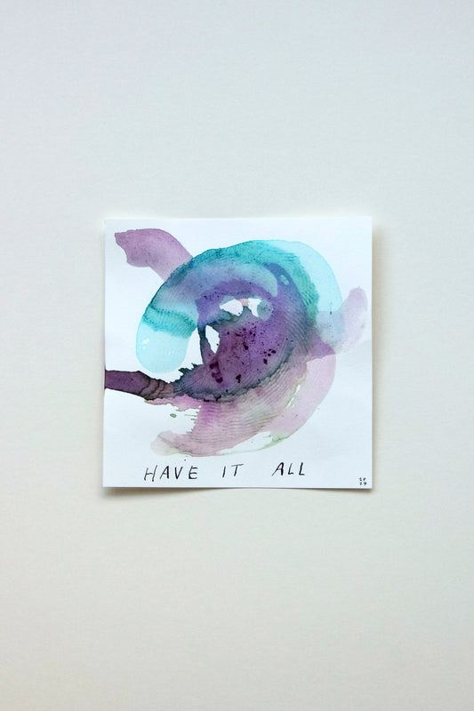 Original abstract ink artwork on paper, in shades of blue and purple by The Toronto Ink Company.